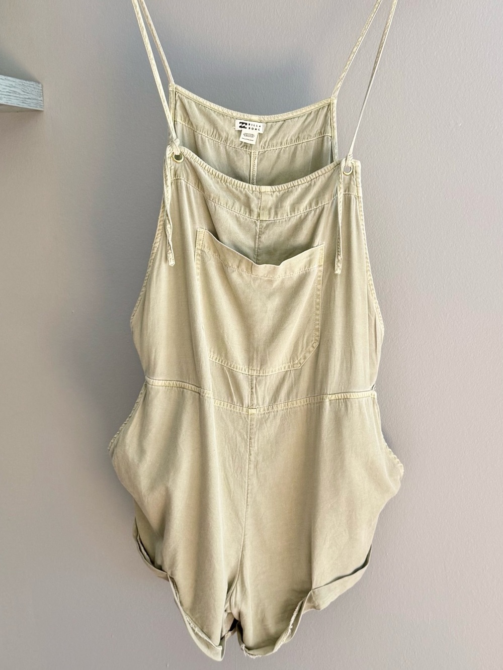 Billabong Sage Green Linen Romper XXL Boho Casual Summer Shorts Lightweight